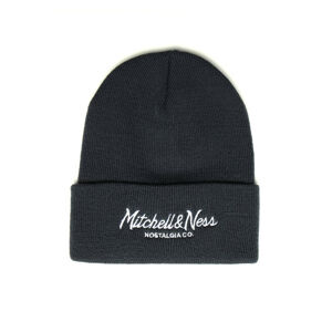 Mitchell & Ness Branded Pinscript Cuff Knit Beanie grey