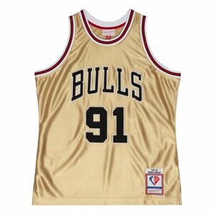 Mitchell & Ness Chicago Bulls #91 Dennis Rodman 75th Gold Swingman Jersey gold