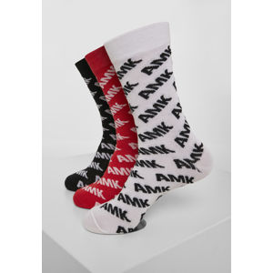 Mr. Tee AMK Allover Socks 3-Pack black/red/white