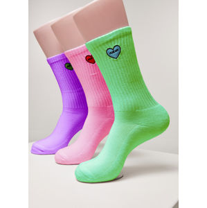 Mr. Tee Heart Embroidery Socks 3-Pack bri.purple+bri.rose+bri.green