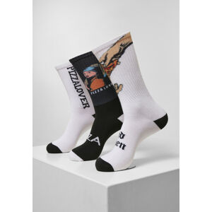 Mr. Tee Pizza Art Socks 3-Pack black/white/teal