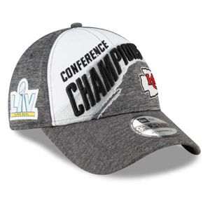 Kšiltovka New Era Kansas City Chiefs White/Gray 2020 NFC Champions Locker Room 9FORTY Snapback Adjustable Hat