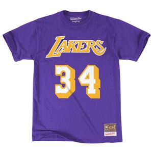 T-shirt Mitchell & Ness Los Angeles Lakers # 34 Shaquille O'Neal Name & Number Tee purple