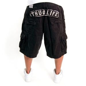 Kratase Thug Life Logo Cargo Shorts Black