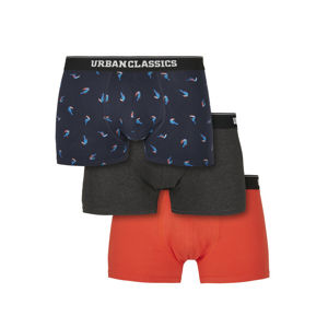 Urban Classics Boxer Shorts 3-Pack bird aop+ boxer orange + cha