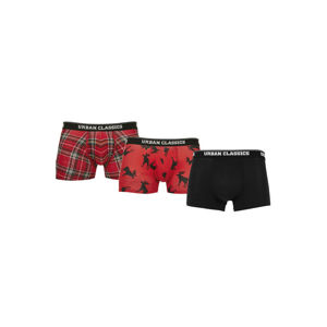 Urban Classics Boxer Shorts 3-Pack red plaid aop+moose aop+blk