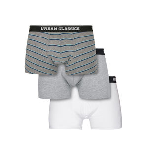 Urban Classics Boxer Shorts 3-Pack wide stripe aop + grey + white
