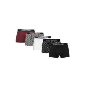 Urban Classics Boxer Shorts 5-Pack bur/dkblu+wht/blk+wht+aop+blk