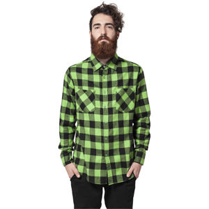 Urban Classics Checked Flanell Shirt black/limegreen