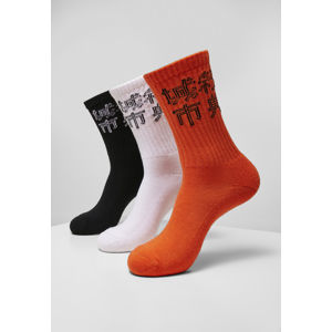 Urban Classics Chinese Logo Socks 3-Pack black+white+orange