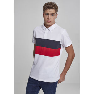 Urban Classics Color Block Panel Poloshirt white/navy/fire red