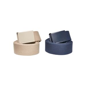 Urban Classics Colored Buckle Canvas Belt 2-Pack sand/navy