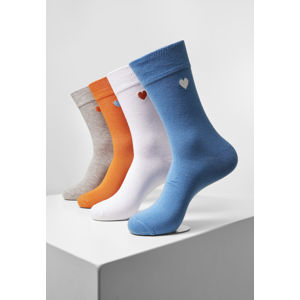 Urban Classics Heart Socks 4-Pack wht+lightblue+orange+h.grey