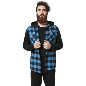 Urban Classics Hooded Checked Flanell Sweat Sleeve Shirt blk/tur/bl