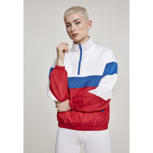 Urban Classics Ladies 3-Tone Stand Up Collar Pull Over Jacket white/firered/brightblue