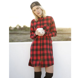 Urban Classics Ladies Checked Flanell Shirt Dress blk/red