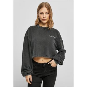 Urban Classics Ladies Cropped Small Embroidery Terry Crewneck black