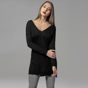 Urban Classics Ladies Fine Knit Oversize V-Neck Sweater black