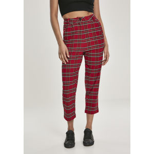 Urban Classics Ladies High Waist Checker Cropped Pants red/black