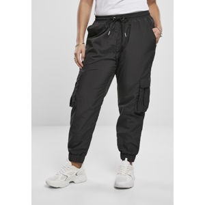 Urban Classics Ladies High Waist Crinkle Nylon Cargo Pants schwarz