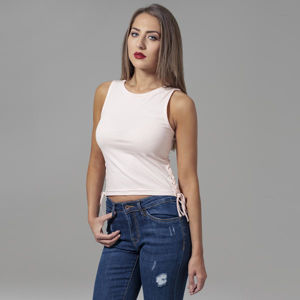 Urban Classics Ladies Lace Up Cropped Top pink