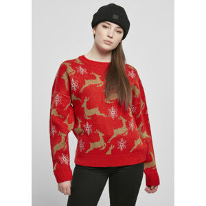 Urban Classics Ladies Oversized Christmas Sweater red/gold