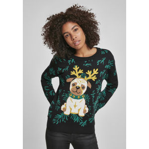 Urban Classics Ladies Pug Christmas Sweater black