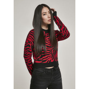 Urban Classics Ladies Short Tiger Sweater blk/firered