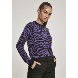 Urban Classics Ladies Short Tiger Sweater blk/pur