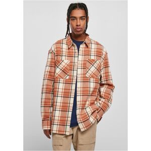 Urban Classics Long Oversized Checked Leaves Shirt softseagrass/red