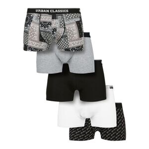 Urban Classics Organic Boxer Shorts 5-Pack bndn gry+gry+blk+wht+scrpt blk
