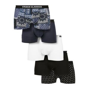 Urban Classics Organic Boxer Shorts 5-Pack bndn nvy+nvy+wht+blk+scrpt blk