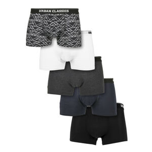 Urban Classics Organic Boxer Shorts 5-Pack tron aop+white+grey+navy+black