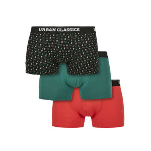 Urban Classics Organic X-Mas Boxer Shorts 3-Pack nicolaus aop+treegreen+popred