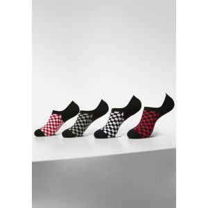 Urban Classics Recycled Yarn Check Invisible Socks 4-Pack black+white+red+grey