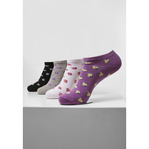 Urban Classics Recycled Yarn Flower Invisible Socks 4-Pack grey+black+white+lilac