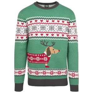 Urban Classics Sausage Dog Christmas Sweater treegreen/white/red/darkgrey